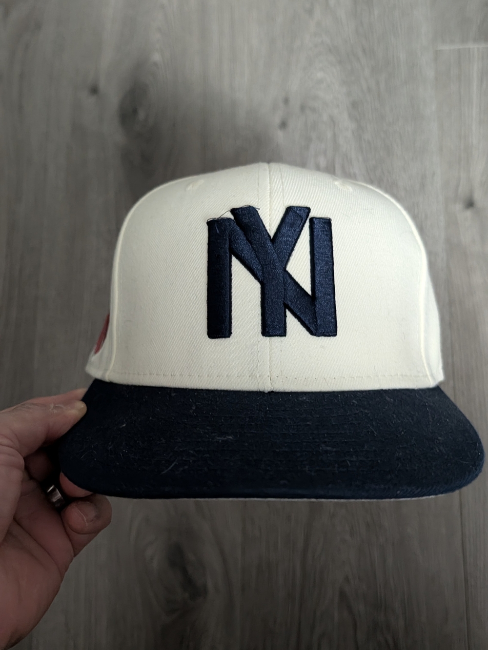 Rings & CRWNS Two-Tone Baseball Cap with Embroidered NY Logo Size 7 1/8